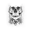 scary skulls inside purple fire   tattoo design idea