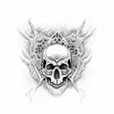 scary skulls inside purple fire   tattoo design idea
