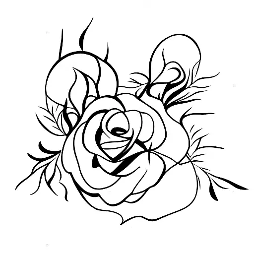 Bouquet of roses on fire tattoo design idea