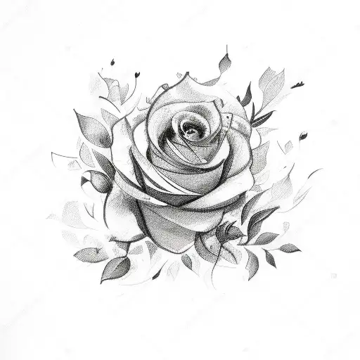 Bouquet of roses on fire tattoo design idea