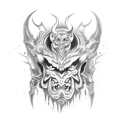 demon oni tattoo design idea