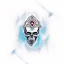 smokey skull with diamond chain around its neck tattoo design idea