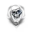 smokey skull with diamond chain around its neck tattoo design idea