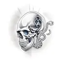 smokey skull with diamond chain around its neck tattoo design idea