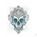 smokey skull with diamond chain around its neck tattoo design idea