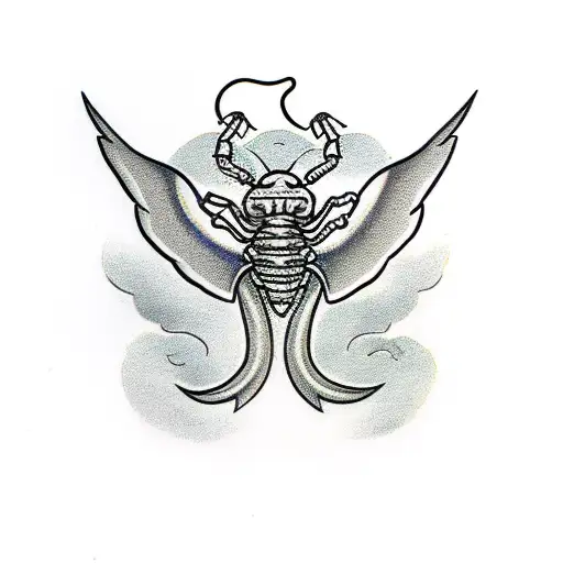 Scorpion with wings tattoo design idea