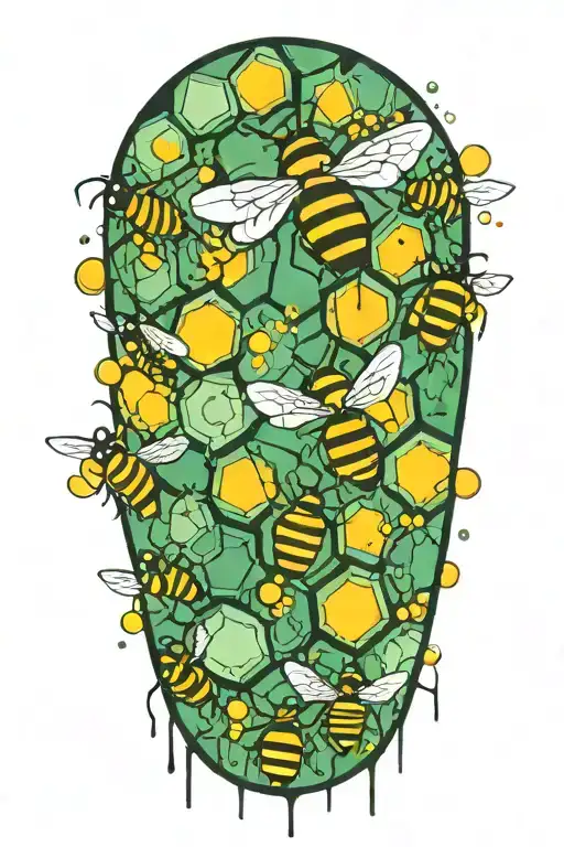 honey bees and hive transforming tattoo design idea
