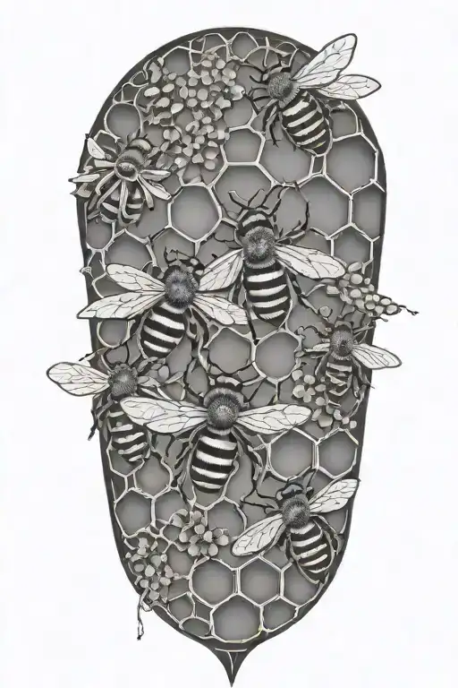 honey bees and hive transforming tattoo design idea