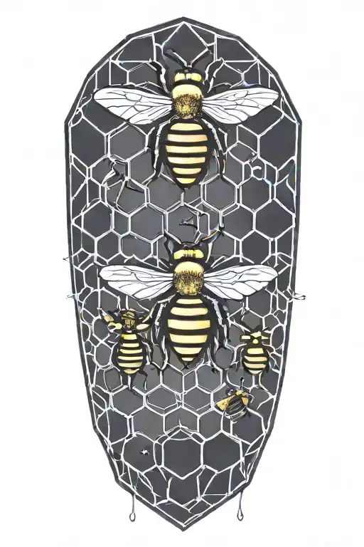 honey bees and hive transforming tattoo design idea