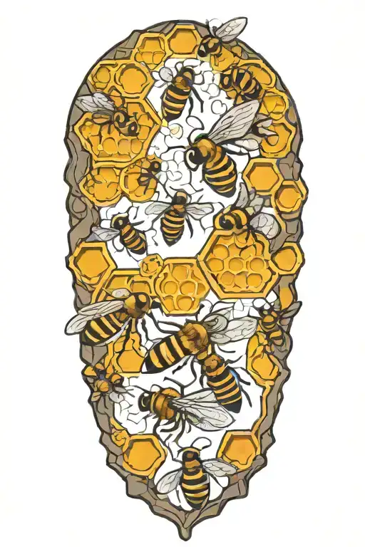 honey bees and hive transforming tattoo design idea