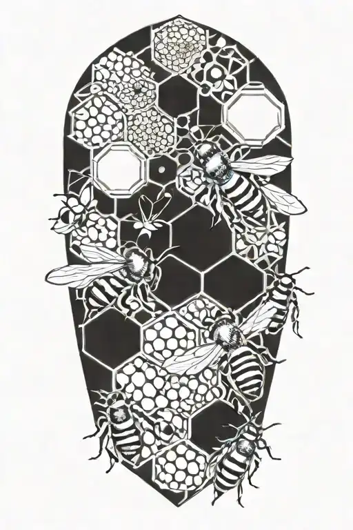 honey bees and hive pattern incorporating elements tattoo design idea