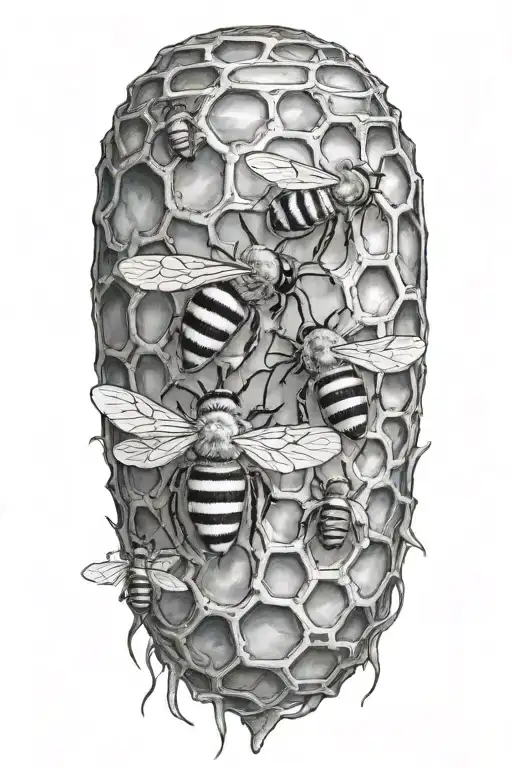 honey bees and hive transforming tattoo design idea