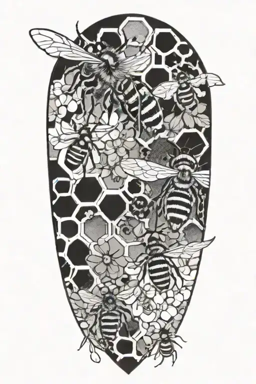 honey bees and hive transforming tattoo design idea
