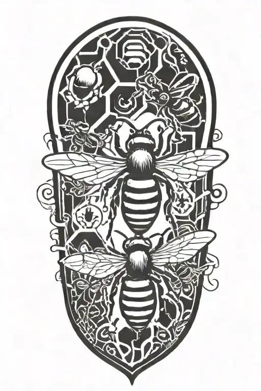 honey bees and hive transforming tattoo design idea