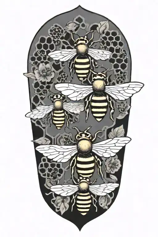 honey bees and honey comb tattoo design idea