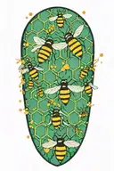 honey bees and hive transforming tattoo design idea