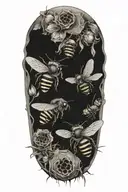 bees with hive bavkground tattoo design idea
