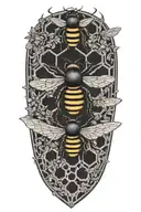 bees with hive bavkground tattoo design idea