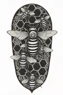 bees with hive bavkground tattoo design idea