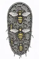 honey bees and hive IT brain chip matrix tattoo design idea