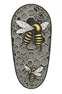 honey bees and hive IT brain chip matrix tattoo design idea
