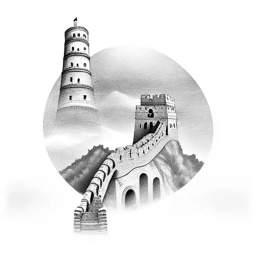 great wall of china tattoo design idea
