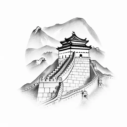 great wall of china tattoo design idea