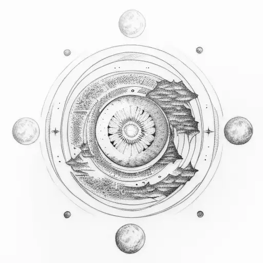 pokeball as moon phases tattoo design idea