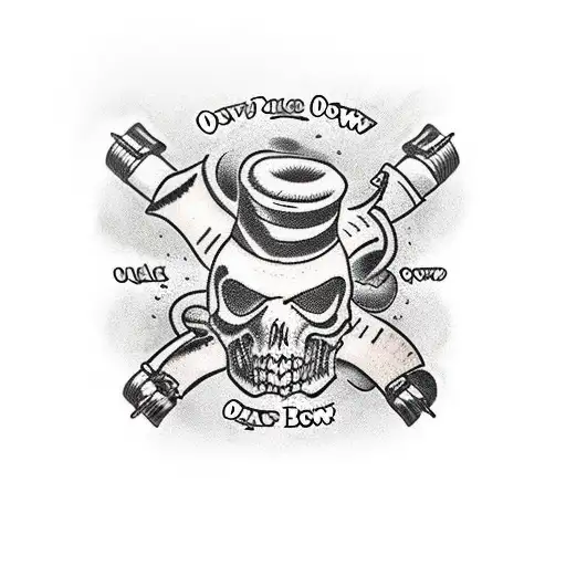 bandolier of toilet paper and three brothers outlaws named "poop crew" tattoo design idea