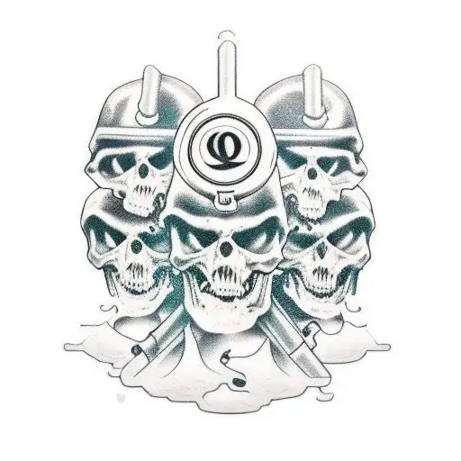 three brother outlaws in a gang named "poop crew" tattoo design idea