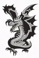 Aztec style dragon with wings spread wide tattoo design idea