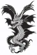 Aztec style dragon with wings spread wide tattoo design idea