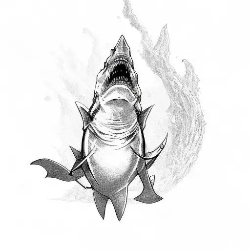 DND fantasy shark tattoo design idea