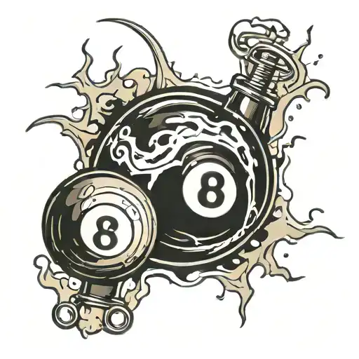 crazy eight ball Bloody tattoo design idea