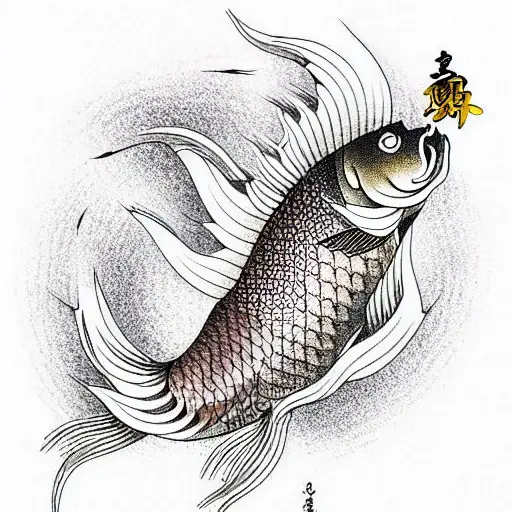 golden carp tattoo design idea