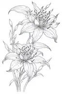 one black and one red spider lily crossing each other tattoo design idea