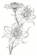 one black and one red spider lily crossing each other tattoo design idea