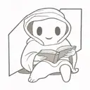 Cute ghost reading a book open in front tattoo design idea