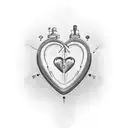 A technician's tools forming the shape of a heart with the word 'love' tattoo design idea