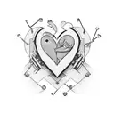 A technician's tools forming the shape of a heart with the word 'love' tattoo design idea