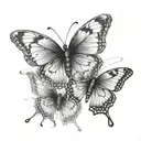 butterfly in 3 movements, 1 opacity and 1 size for each, all on top of each other centered by the body tattoo design idea