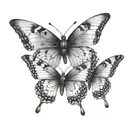 butterfly in 3 movements, 1 opacity and 1 size for each, all on top of each other centered by the body tattoo design idea