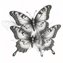 butterfly in 3 movements, 1 opacity and 1 size for each, all on top of each other centered by the body tattoo design idea