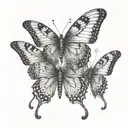 butterfly in 3 movements, 1 opacity and 1 size for each, all on top of each other centered by the body tattoo design idea