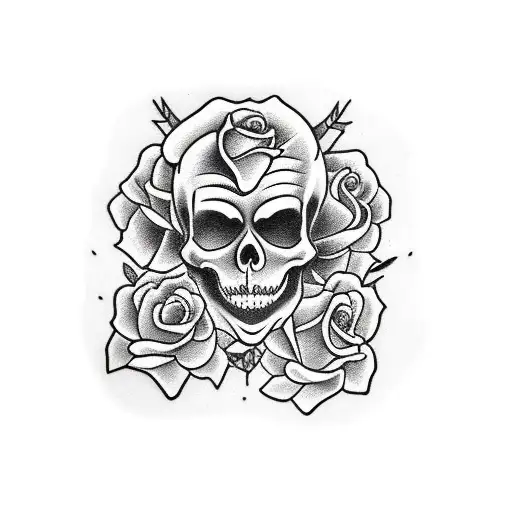 skeleton jester roses on forearm  tattoo design idea