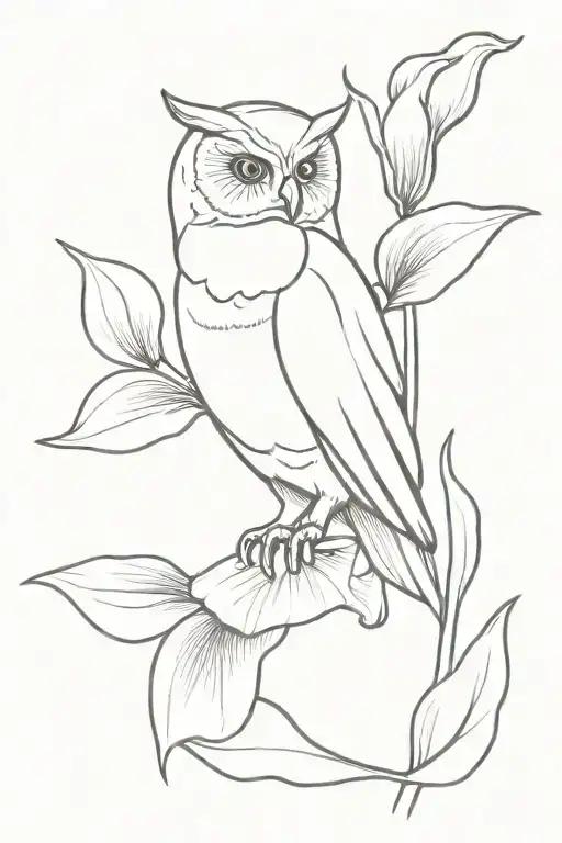 owl and calla lily tattoo design idea