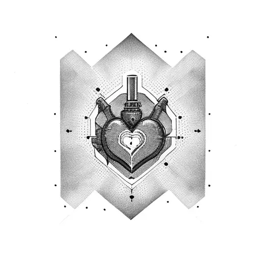 cyber sigilism with heart for elbow tattoo design idea