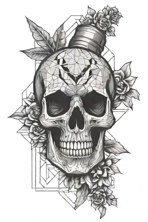 skull w tequila bottle tattoo design idea