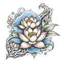 lotus flower and the rock eroded by the water tattoo design idea