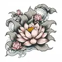 lotus flower and the rock eroded by the water tattoo design idea